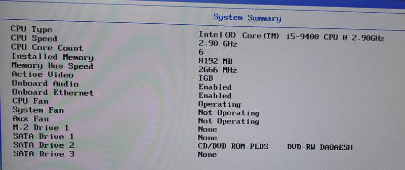 Lenovo IdeaCentre 510A Desktop Intel i5 9400@2.90GHZ  8GB RAM NO-HDD/SSD