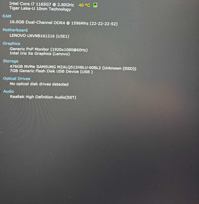 Lenovo ThinkBook 15 G2 ITL TOUCH Core i7-1165G7@2.8GHz 16GB RAM 256GB SSD  Lap200