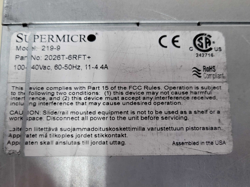 Supermicro 219-9 X8DTU-6F+/6TF+ 2x Xeon E5620 2.40GHz, 120GB RAM, No PSU/HD _