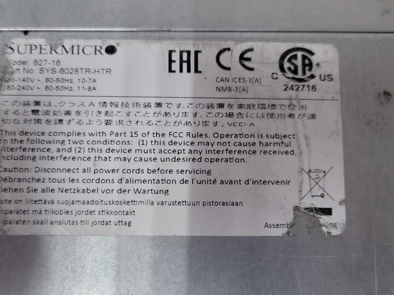 Supermicro 827-16 2U w/ 3x Node X10DRT-H 6x E5-2650v4 192GB DDR4 READ _