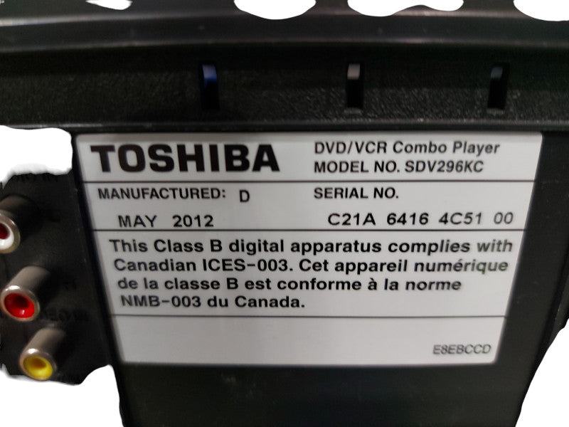 TOSHIBA SDV296KC DVD Player & HI-FI VCR Player Combo SVID / Component WORKI