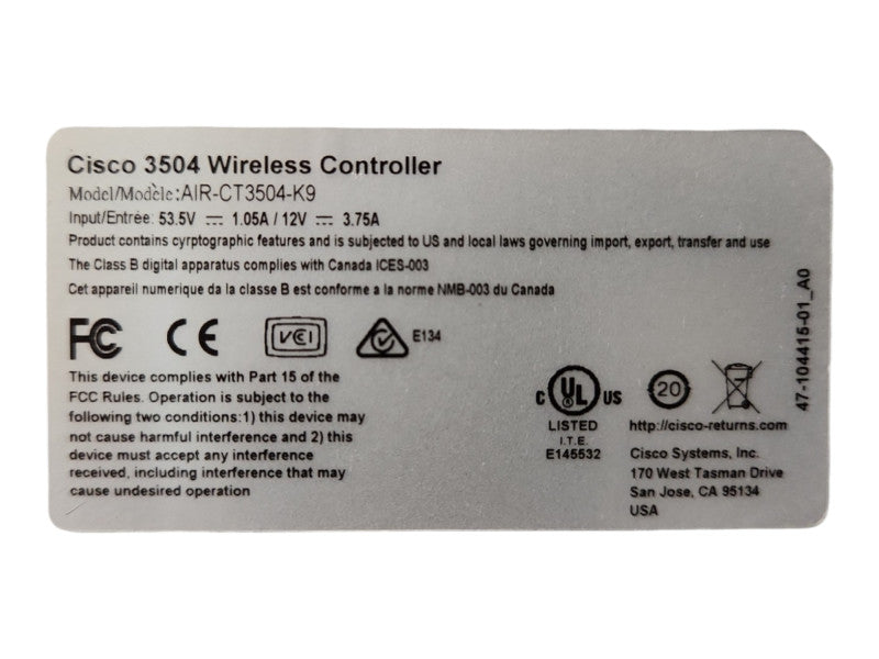Cisco AIR-CT3504-K9 Wireless LAN Controller