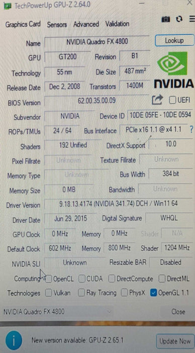 Nvidia Quadro FX4800 1.5GB GDDR3 Graphics Card