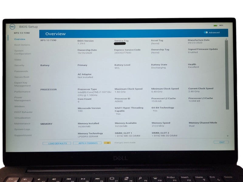 Dell XPS 13 7390, i7-10710U, 16GB DDR3, 512GB NVMe, Touchscreen, PWR  Lap200