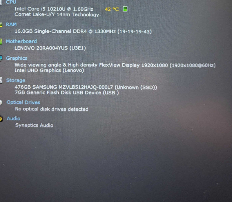 Lenovo ThinkPad E14 Core i5-10210U@1.6GHz 16GB RAM 256GB SSD READ  Lap200