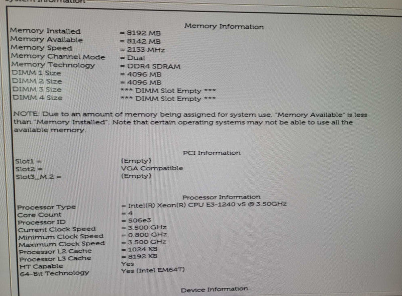 Dell Precision Tower 3420 | Xeon E3-1240 v5 | 8GB DDR4 | NO HDD/OS Q