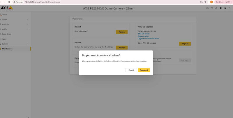 Axis P3265-LVE 22mm Dome Security Network Camera 02333-001-01, SEE _