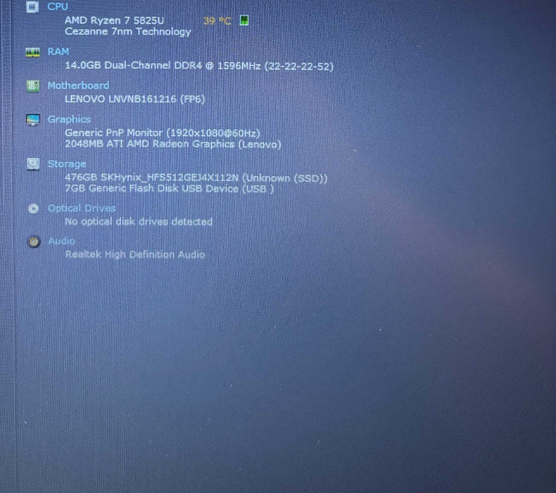 Lenovo ThinkBook 15 G4 AMD Ryzen 7 5825U 16GB RAM 256GB SSD  Lap200