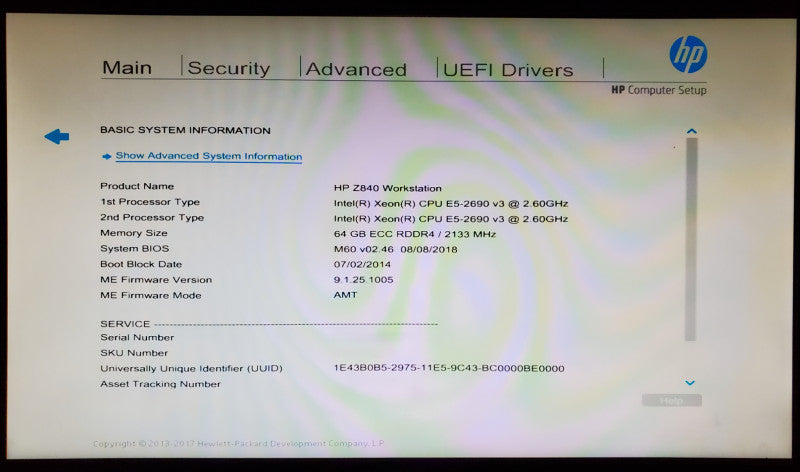 HP  Z840 Workstation 2x Xeon E5-2690 v3 64GB DDR4 - No HDD/GPU