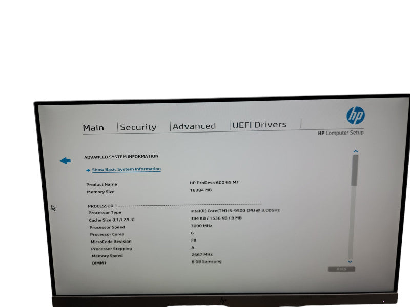 HP PRODESK 600 G5 MT i5 - 9500 @ 3.00GHz 16GB DDR4 Ram   Qθ