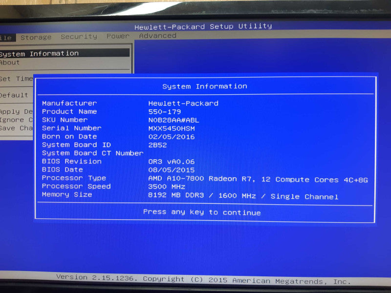 HP Pavilion Tower Desktop AMD A10-7800 Radeon R7 8GB DDR3 No HDD/Caddie