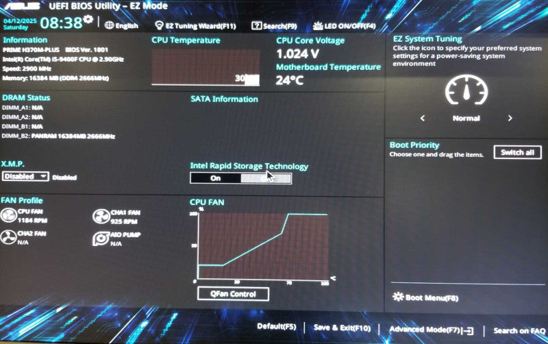 Custom PC, Asus Prime H370M-PLUS, Intel i5-9400F CPU 2.90GHz, 16 GB RAM