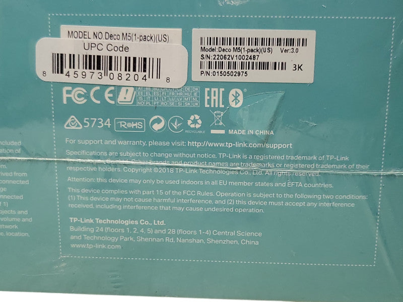 New TP-Link Whole home Mesh WI-FI Unit AC1300 Deco M5(1-Pack)(US) Ver:3.0 _