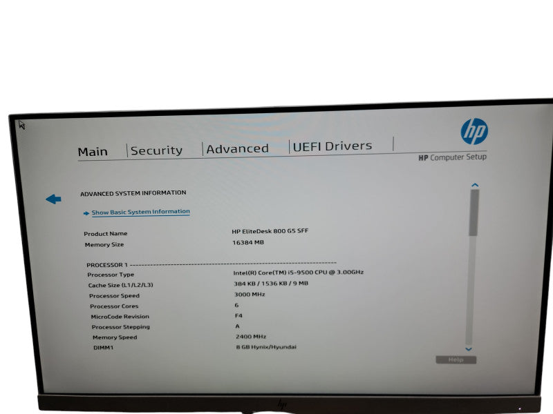 HP EliteDesk 800 G5 SFF i5 - 9500 @ 3.00GHz 16GB DDR4 Ram θ