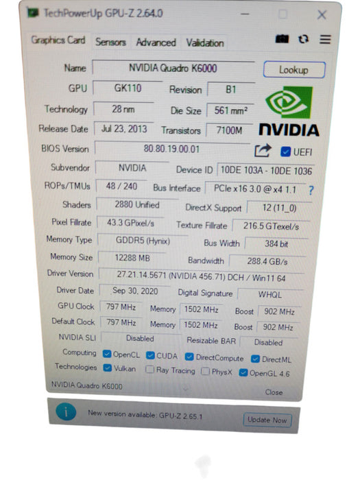 NVIDIA QUADRO K6000 12GB PCIE %