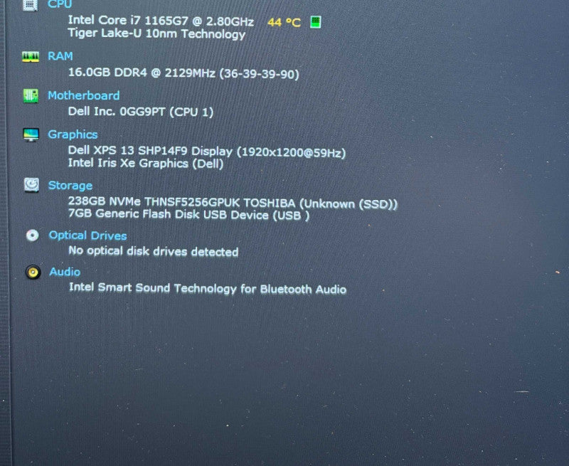 Dell XPS 13 9310 i7-1165G7 16GB RAM 256GB SSD No Power Adapter READ!  Lap200