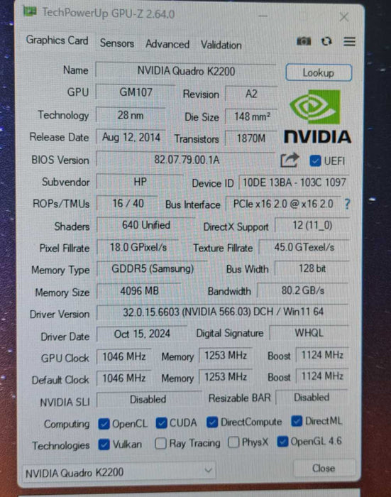 NVIDIA Quadro K2200 4GB GDDR5 Graphics Card | 2x DP 1x DVI