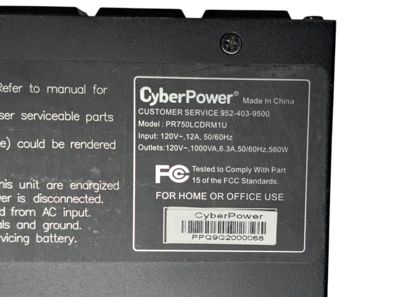 CyberPower PR750LCDRM1U 1U Rack Mount Smart UPS NO BATTERY  -