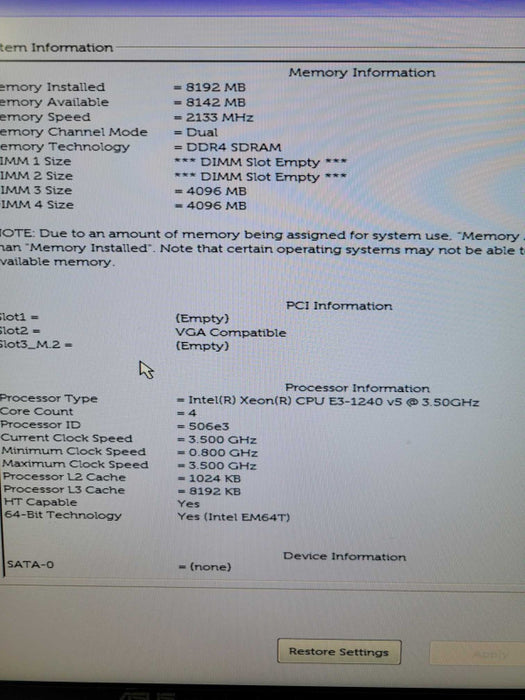 Dell Precision T3420 - Xeon E3-1240 v5 8GB NO HDD  Q%