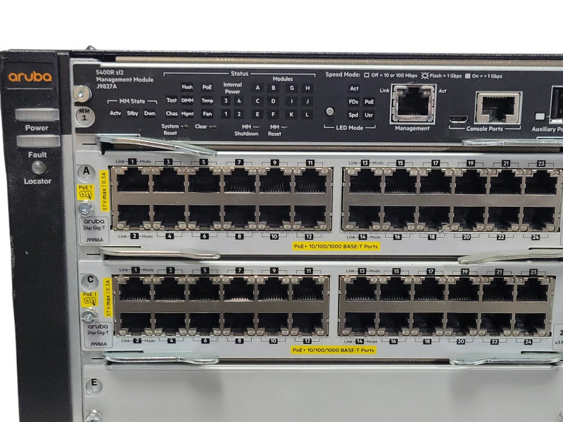 Aruba 5406R zl2 J9850A PoE+ Chassis with 1x J9827, 2x J9986A, 1x PSU _