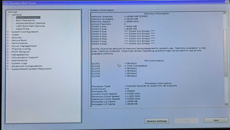 Dell Precision T5820 | Xeon W-2223 @3.60GHz, 16GB DDR4, Quadro P400, No HDD
