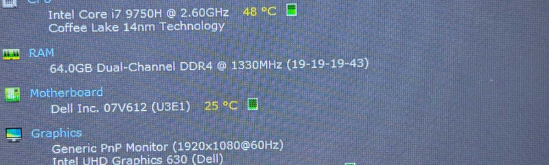 Dell Precision 7740 i7-9750H RTX4000 8GB GPU 64GBRAM 256SSD French Keyboard  Lap200