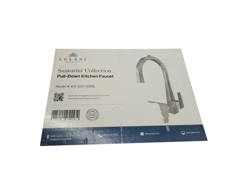 Lulani Santorini Brushed SS 1.8 GPM 360° Swivel Spout Pull-Down Faucet %