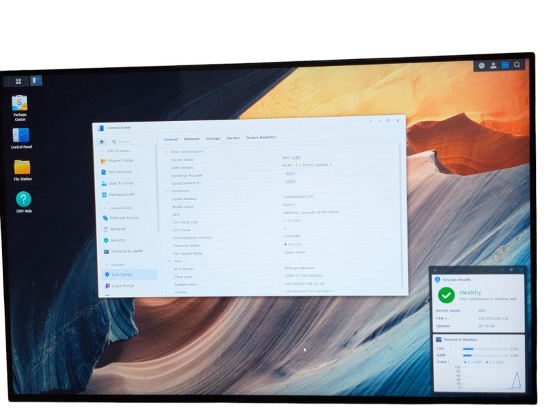 Synology RS815 1U 4 Bay NAS with 2x 4TB HDDs installed  -