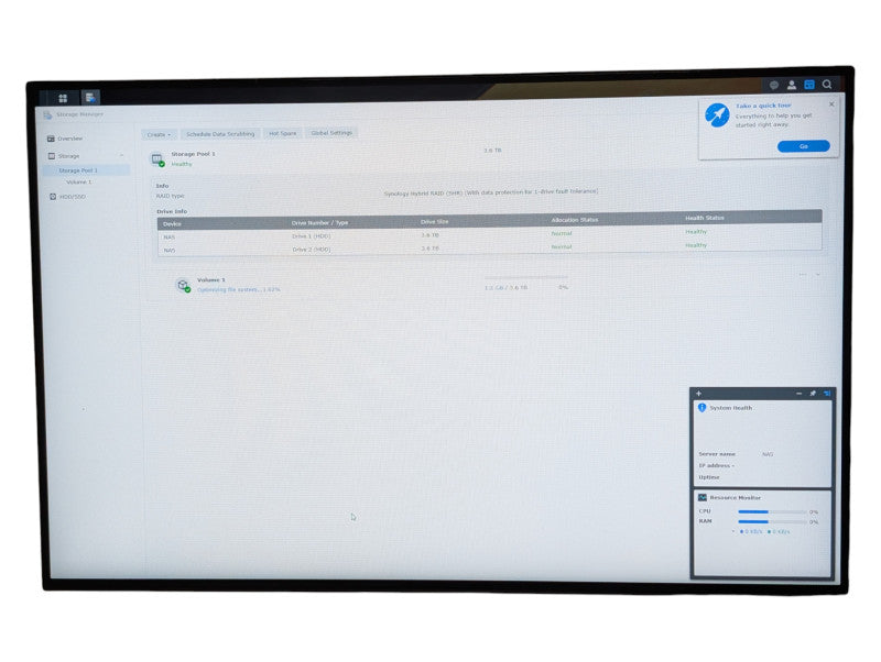 Synology RS815 1U 4 Bay NAS with 2x 4TB HDDs installed  -