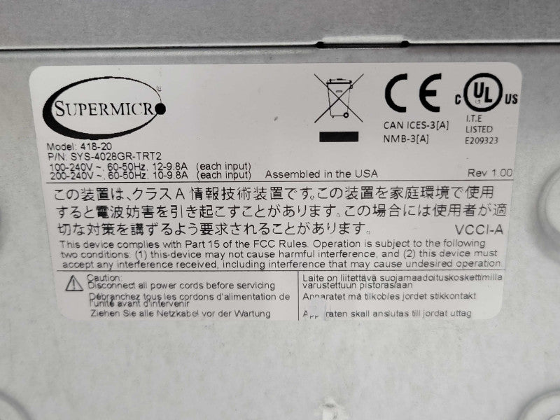 SuperMicro 418-20 X10DRG-OT+ 2x Xeon E5-2678v3 2.50GHz 112GB DDR4, SEE _