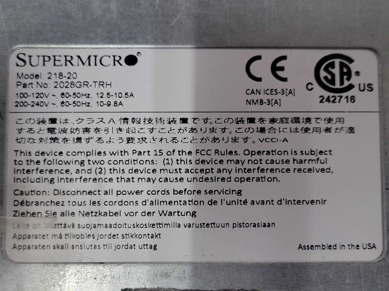 Supermicro X10DRG (218-20) 2x Xeon E5-2630v4 192GB 10x 2.5" No PSU READ   _