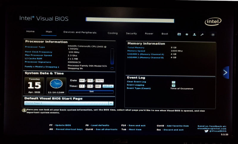 Intel NUC NUC6CAY Mini PC Celeron J3455 8GB DDR3 - No HDD