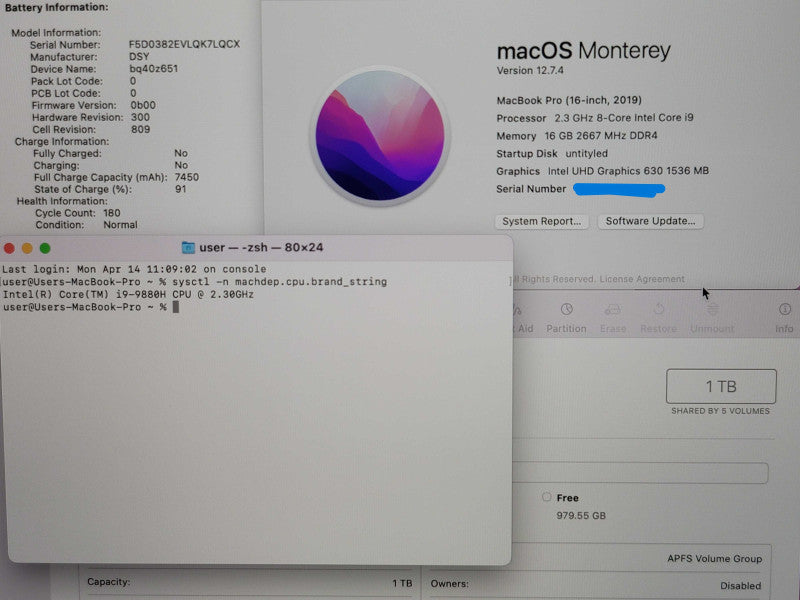 Apple MacBook Pro 16", 2019 A2141 i9-9880H 16GB RAM 1TB SSD β Lap200