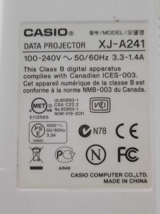 Casio XJ-A241 Green Slim XGA Desktop Multimedia Projector HDMI,1812 Hours _