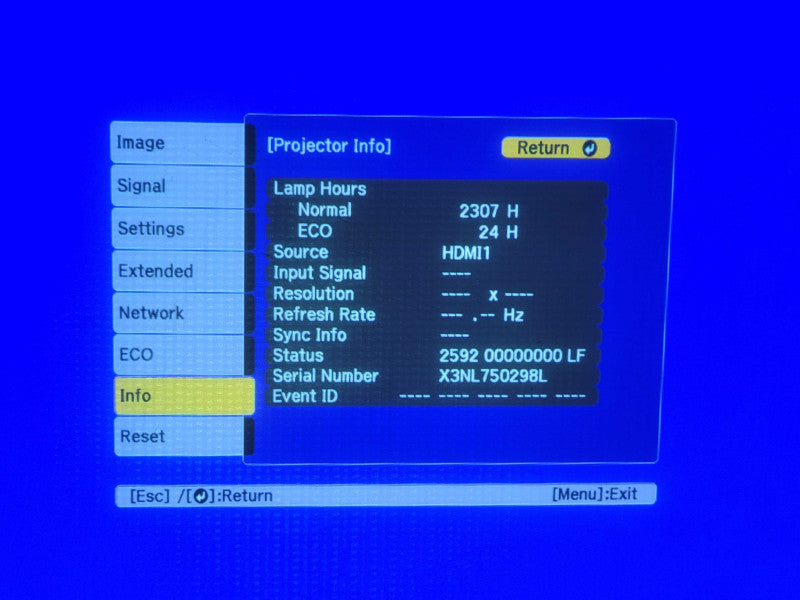 Epson PowerLite 2250U 3LCD Projector HDMI, 2307 hours, No Remote _