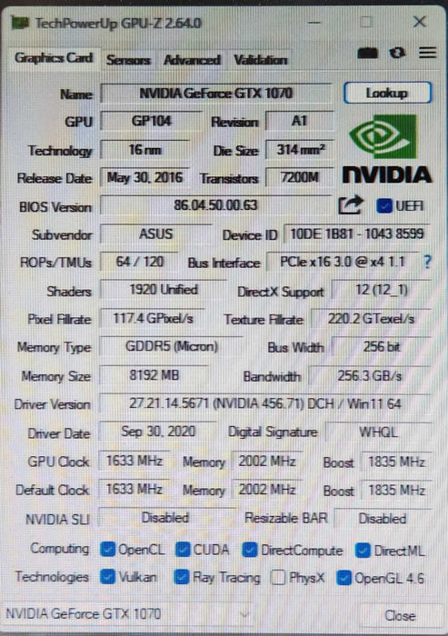 ASUS NVIDIA GeForce GTX 1070 8GB GDDR5 Graphics Card