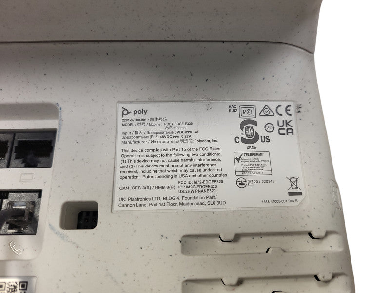 Poly Edge E320 IP Desk PoE Phone No AC No Handset Curly Cord Cable Q$