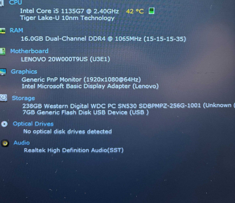 Lenovo ThinkPad T14 Core i5-1135G7@2.4GHz 16GB RAM 256GB SSD READ  Lap200