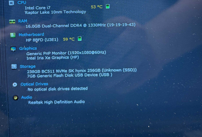 HP Pavilion 15 Core i7-1355U@1.7GHz 16GB RAM 256GB SSD READ!  Lap200