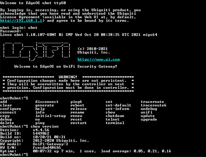 Ubiquiti Networks UniFi USG Security Gateway, Factory Reset