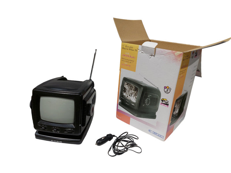 Curtis Car Tv 5" Black n White & Radio AM/FM with Car Adaptor w manual =