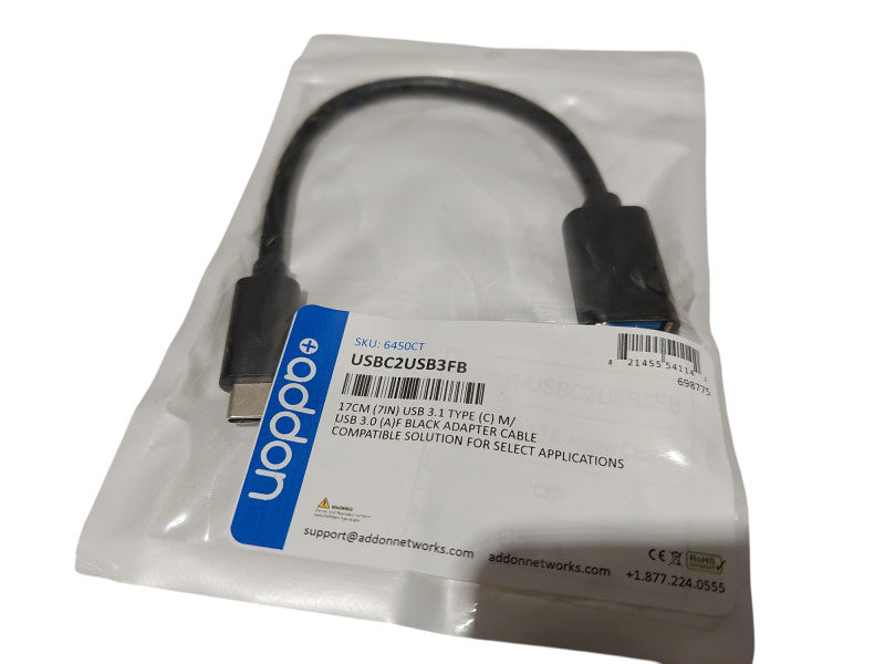 7" USB 3.1 Type C to USB 3.0 Black Adaptor Cable  Q=