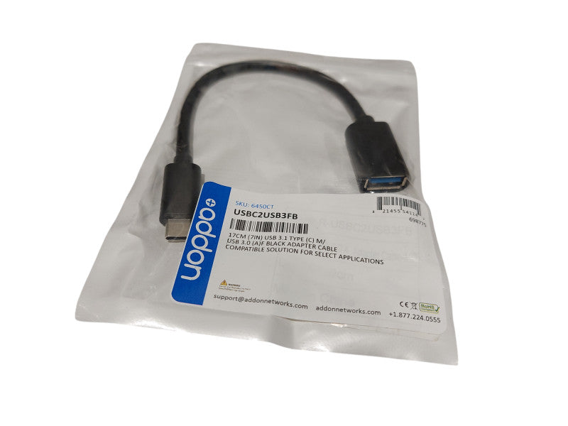 7" USB 3.1 Type C to USB 3.0 Black Adaptor Cable  Q=