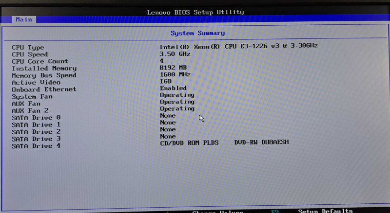 Lenovo ThinkServer RS140 | Xeon E3-1226 v3 @3.30GHz, 8GB Ram, No HDD/RAID
