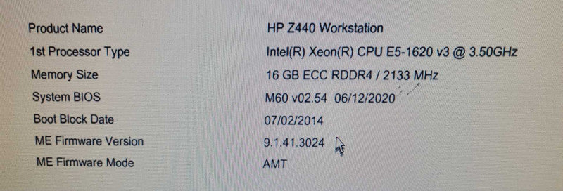 HP Z440 Workstation E5-1620 v3 @ 3.5GHz | 16GB DDR4 | NVS 310 GPU | NO HDD Q