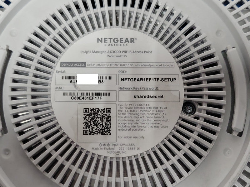 Netgear Insight Managed AX3000 WiFi 6 Access point WAX615, READ _