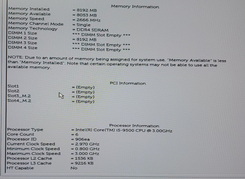 Dell OptiPlex 5070 SFF PC i5-9500@3.0Ghz 8GB RAM NO HDD/SSD  Q