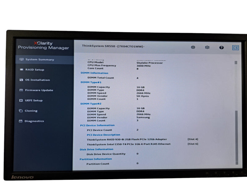 Lenovo SR550 2U 8x 3.5"| 2x Xeon Silver 4110 @2.10GHz, 64GB DDR4, 930-8i