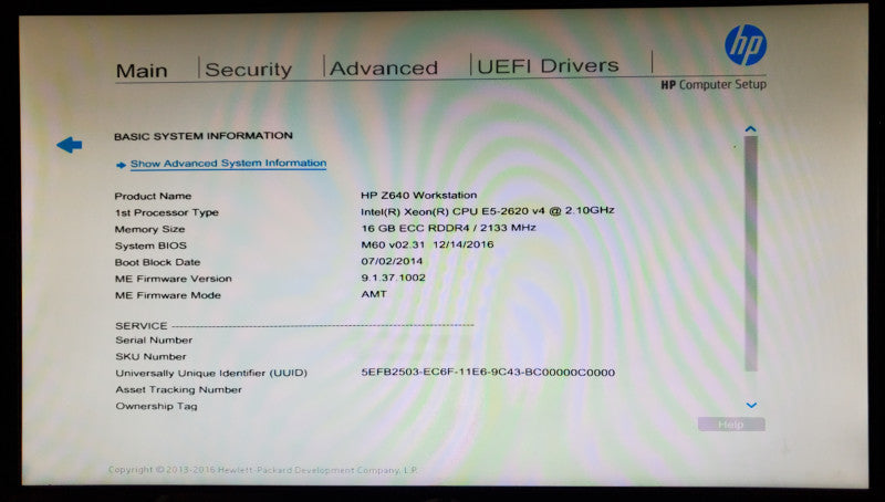 HP Z640 Workstation Xeon E5-2620 v4 16GB DDR4 W2100 - No HDD