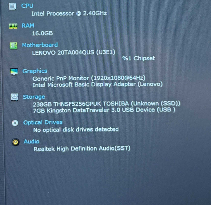 Lenovo ThinkPad E14 Gen 2 Core i5-1135G7@2.4GHz 16GB RAM 256GB SSD READ  Lap200